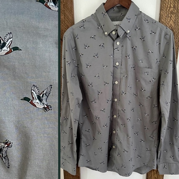 Men’s Mallard Duck Print Button Down Shirt Size Medium EUC - Picture 12 of 12